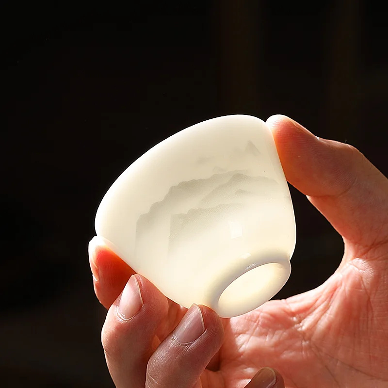 

Suet нефритовый фарфор кунг-фу чайная мастер-чашка бытовой белый фарфор чай маленькая чашка Gu керамическая одинарная чашка чайная чашка чайный сервиз