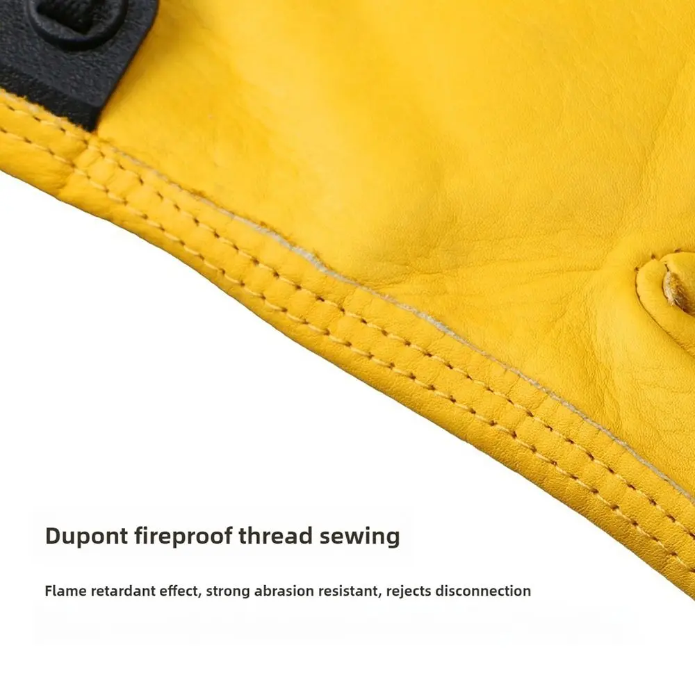 

With Adjustable Wrist Rope Outdoor Work Gloves Wear-resistant Gauntlets Gardening Safety Gloves Cowhide Heat Resistant