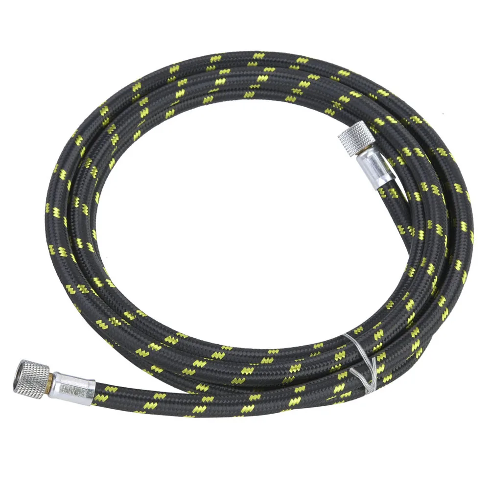 Generic Braided Air Hose Rubber Tube for Airbrush and Mini Air Compressor 1.8M and Length Black Woven Cover with 1 8 Thread End