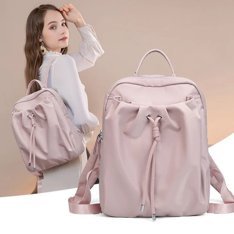 Women Backpack Light and Thin High-grade Solid Color Fashion Backpacks Ladies Travel Waterproof Bags Summer Splash Proof Bags