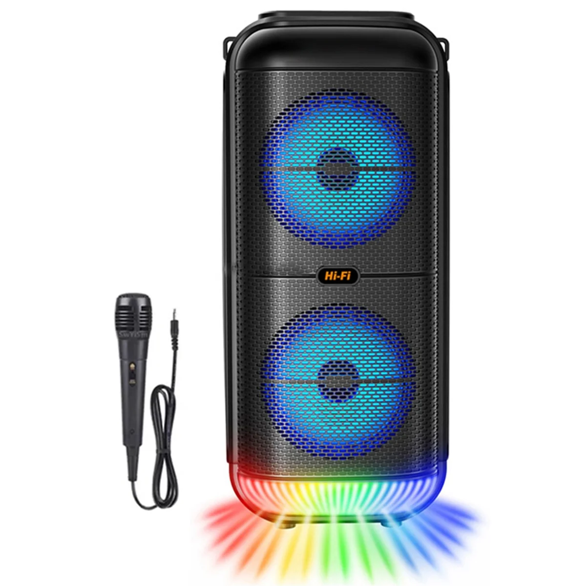 1200W Super Large Outdoor Bluetooth Speaker 6 Inch Double Horn Subwoofer Portable Wireless Column Bass Sound with Mic