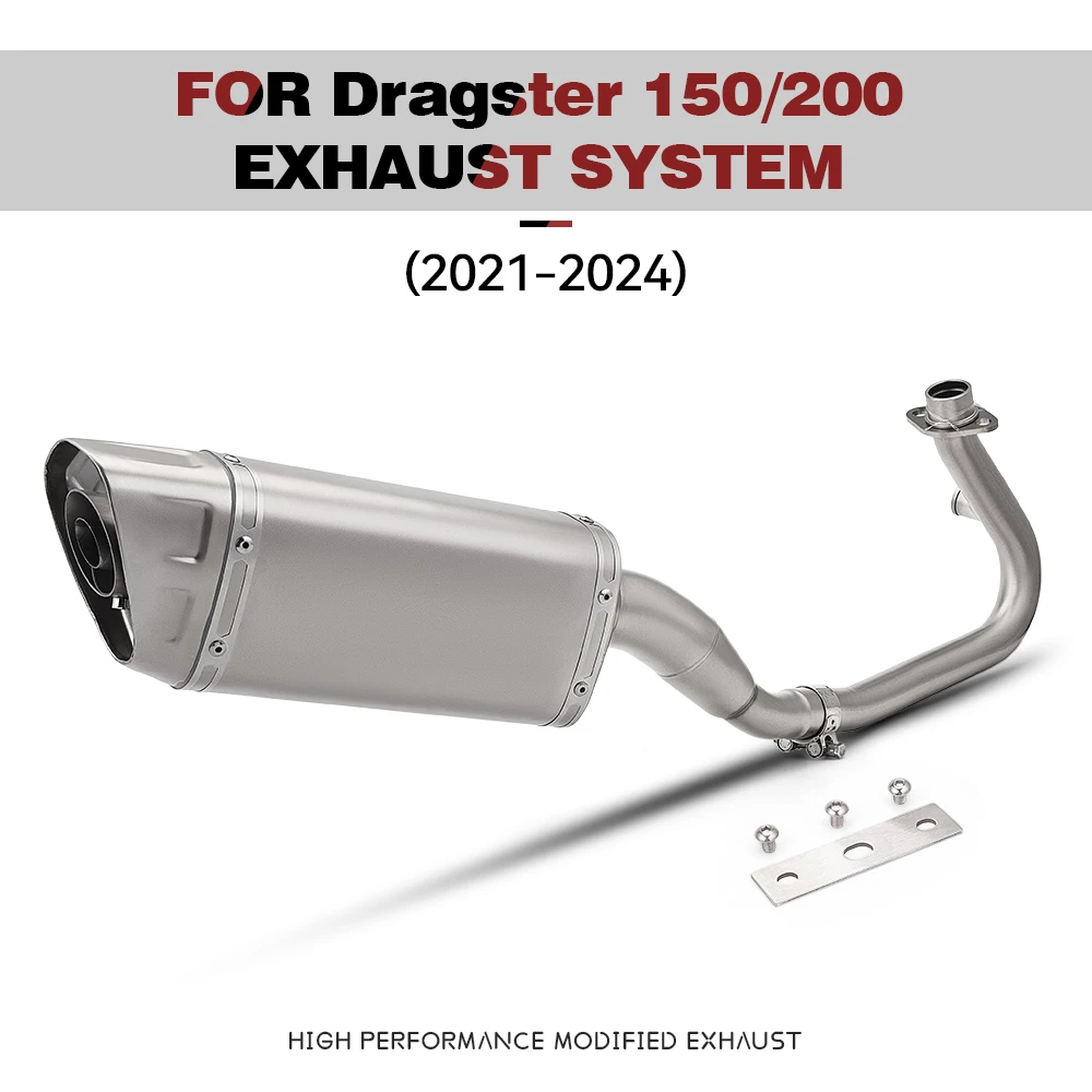 

Slip On For Dragster 150 200 2021-2024 Front Link Pipe Carbon Fiber Muffler DB Killer Motorcycle Full Systems Exhaust Escape Mot