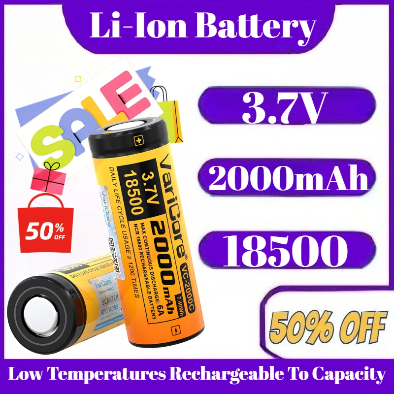 

2000mAh 3.7V 18500 Battery Rechargeable Resistant To High and Low Temperatures Rechargeable To Capacity