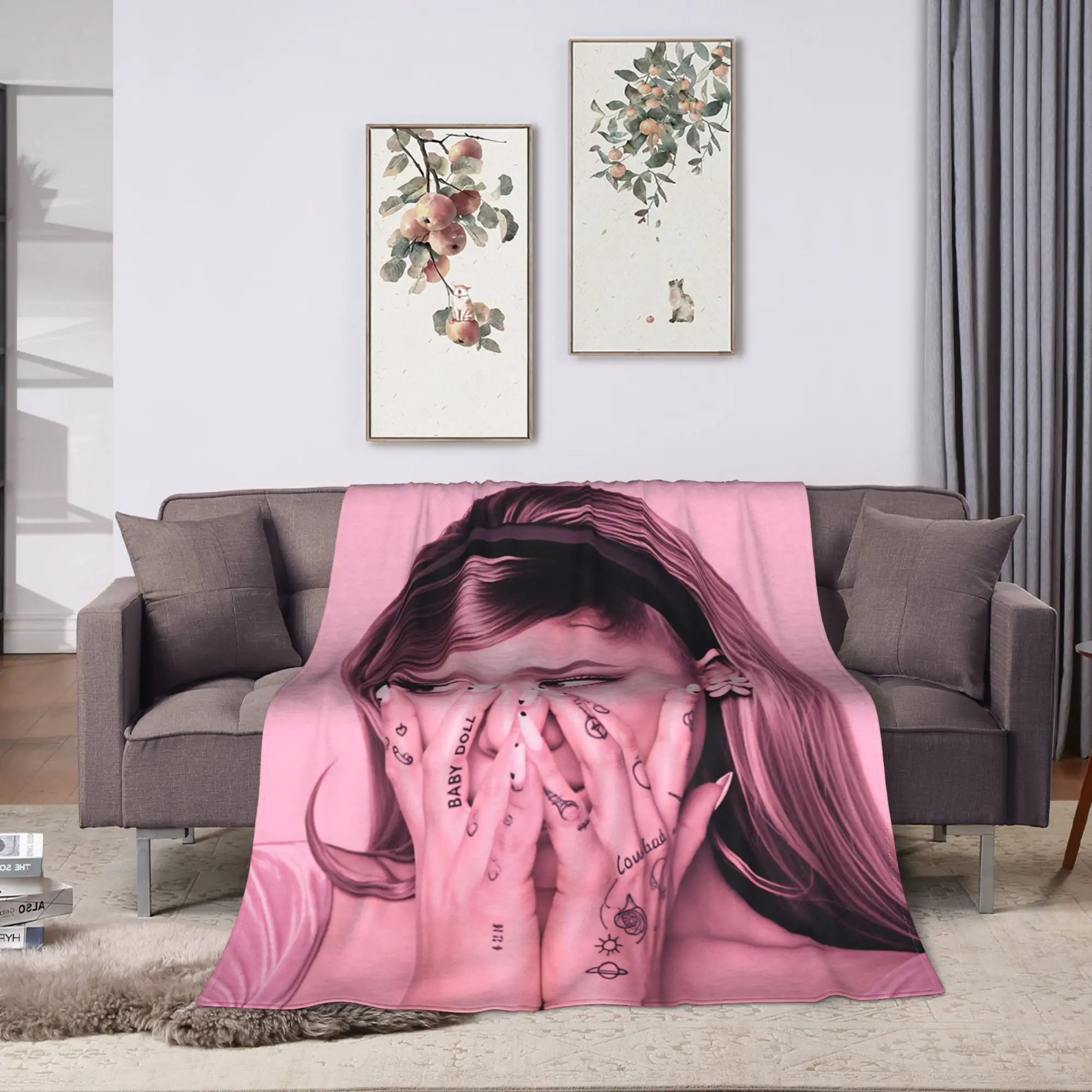Super Soft Blanket Child Decorative Ariana Grande Throw Blanket  Flannel Bedspread For Couch Chair Sofa Bed Sofa Bed Cover