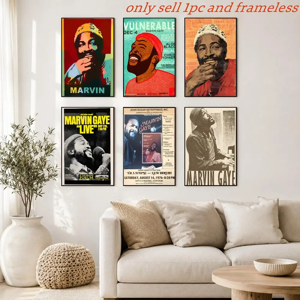 Soul Music Singer M-Marvin Gaye Poster Print Home Living Room Bedroom Entrance Bar Cafe Art Painting Decora