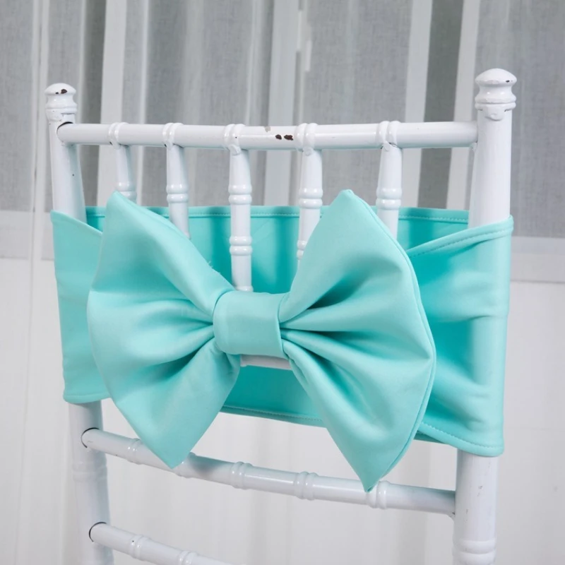 New Sashes Elastic Bow Chair Sashes Bows Back Covers for Wedding Party Hotel Banquet Event Decora Wholesale Satin Chairs Bows
