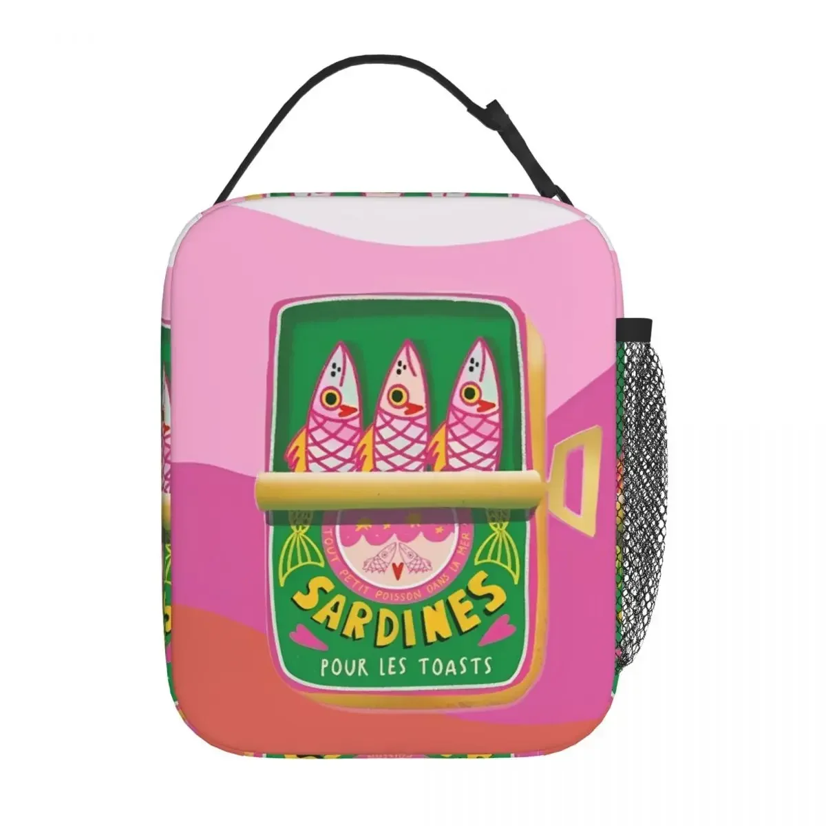 Les Sardines Coastal Fisherman Aesthetic Insulated Lunch Bags Cooler Bag Lunch Container Tote Lunch Box Food Handbags Picnic