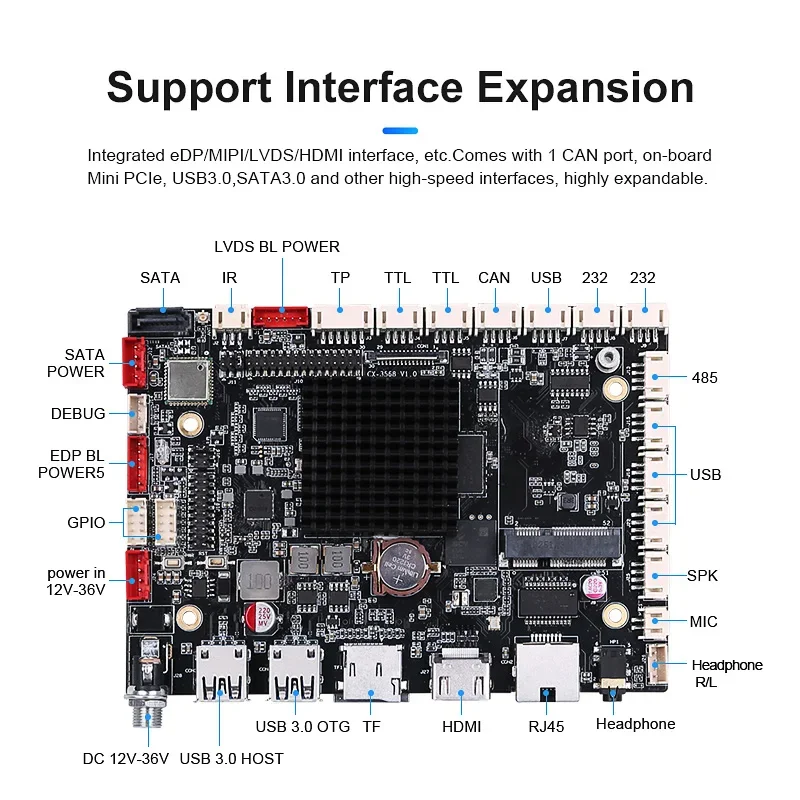 4K Video Output RK3568 Android 12 linux AIoT Embedded Mainboard OEM Wifi BT EDP MIPI 2.0 GHz ARM board For Kiosk Digital Signage