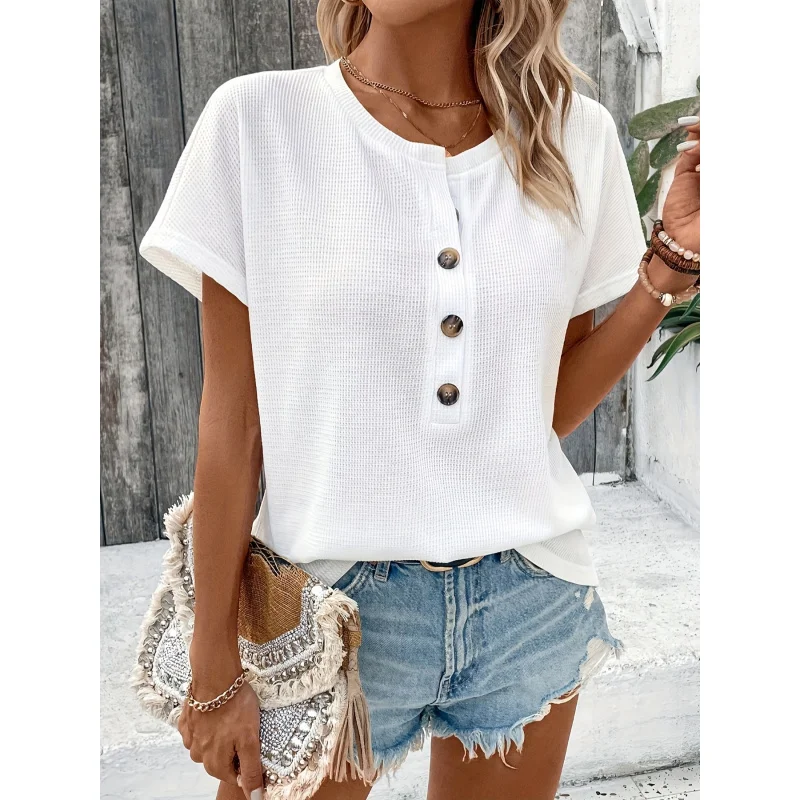 

Button-Up Batwing Short-Sleeve-Shirt