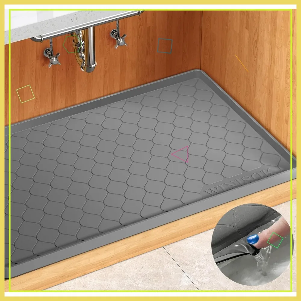 

Силиконовый коврик под раковину 34x22 дюйма, кухонные принадлежности и гаджеты, подкладка для полок и защита для шкафов, для домашней организации.