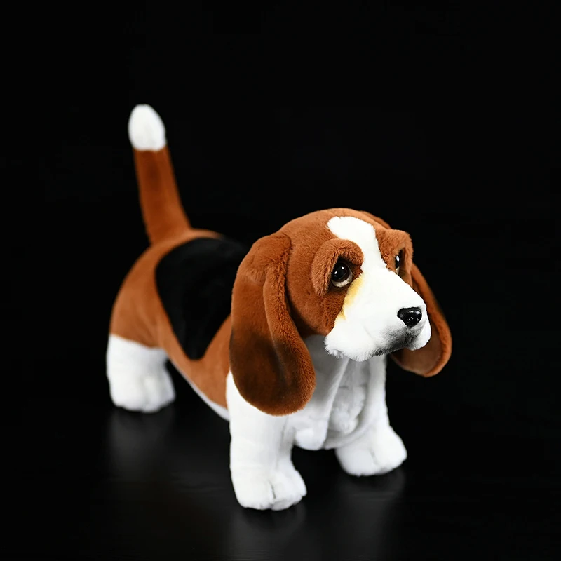 ตุ๊กตาบาสเซ็ตฮาวด์น่ารัก - ตุ๊กตาสัตว์จำลองแบบฝรั่งเศส นุ่มเหมือนจริง ของขวัญ