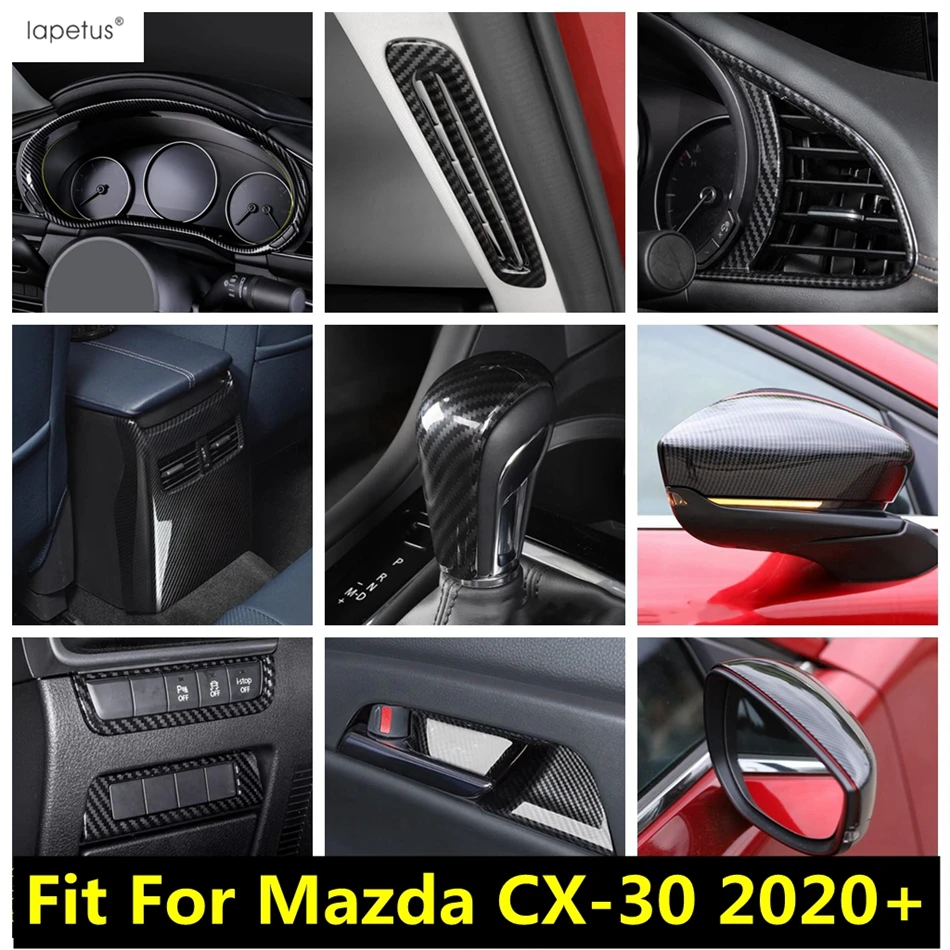 Car Gear Shift Head / Head Light / Dashboard Frame / Rearview Mirror Cap Cover Trim ABS Accessories For Mazda CX-30 2020 - 2024