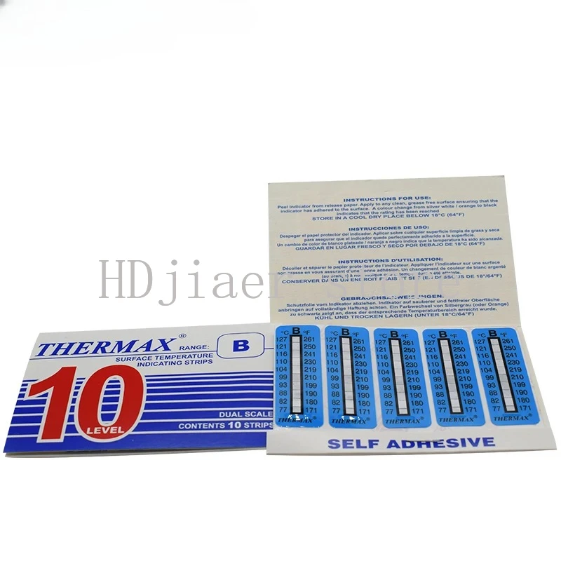 

British TCM Thermax Temperature Test Paper - 10 Grid Thermal Test Paper, Temperature Range B77-127℃