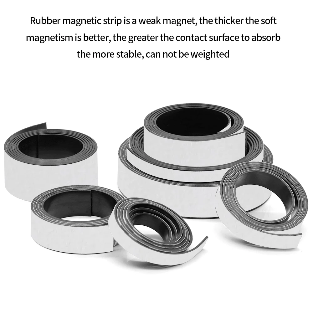 1Meter Self Adhesive Magnetic Tape Rubber Magnet Tape Strong Flexible Magnet Stripe for Refrigerator Photo Posters 39.37inch