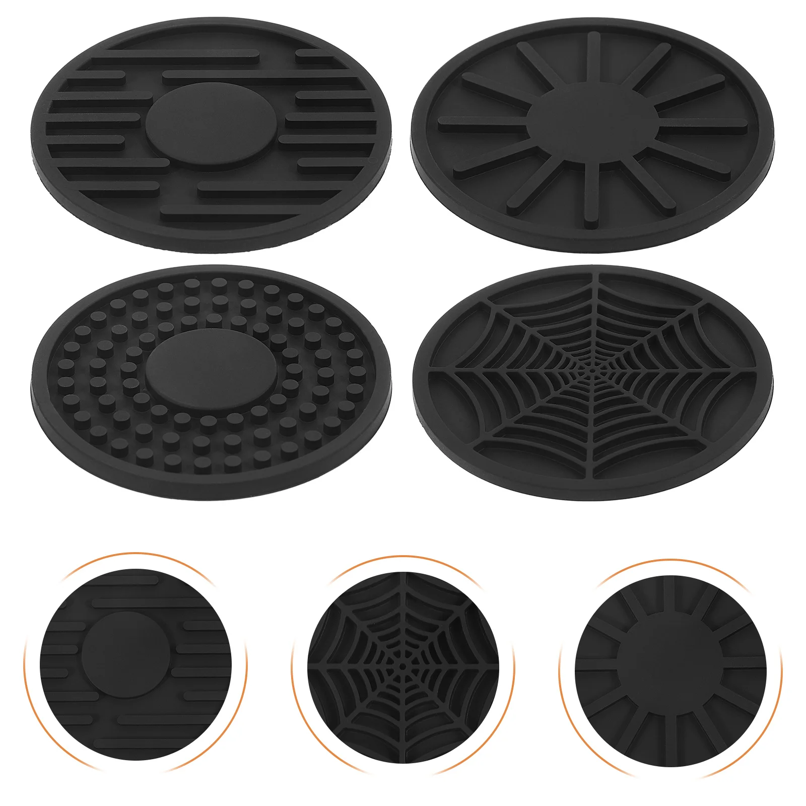 

4pcs Car Cup Mat Silicone Reusable Insulation Non-Slip Washable Universal Fit For Most Vehicles Drink Holder Placemat