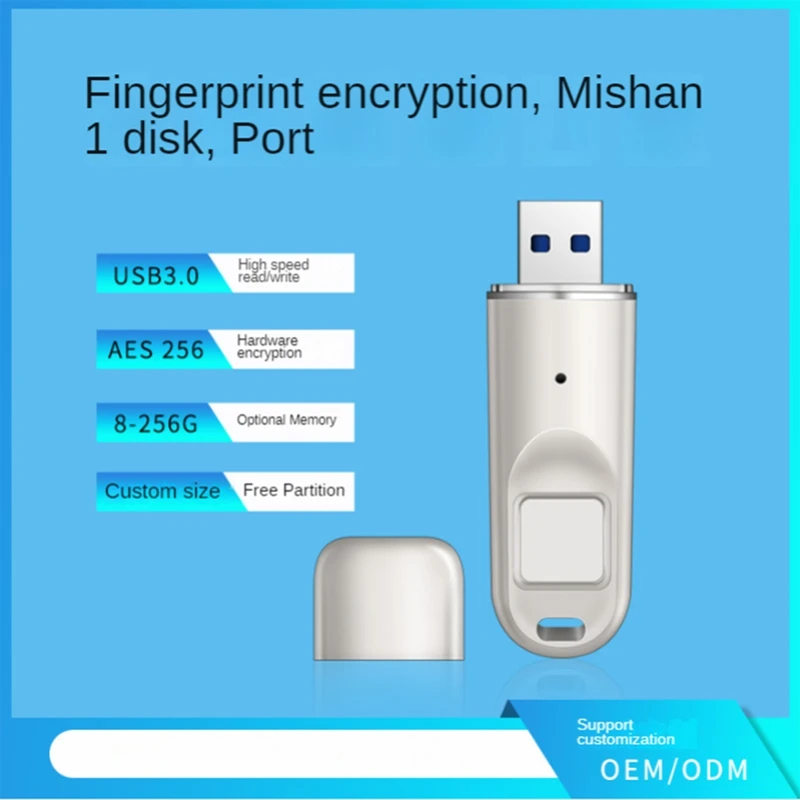 Flash Drive Fingerprint Encryption USB 3.0 64GB Hardware Encryption Metal Password Key Secure Pen Drive