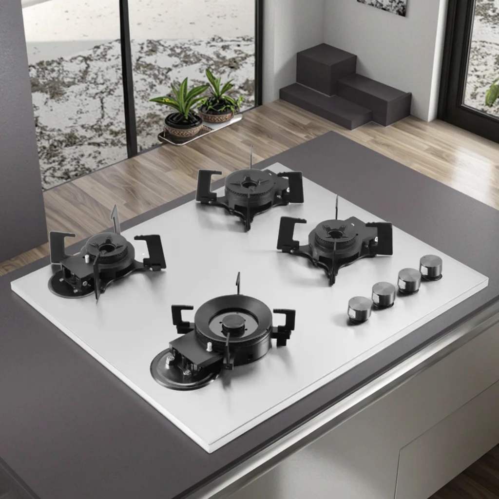 Factory retails four stainless steel burners with metal knobs for stove top liquefied gas burners