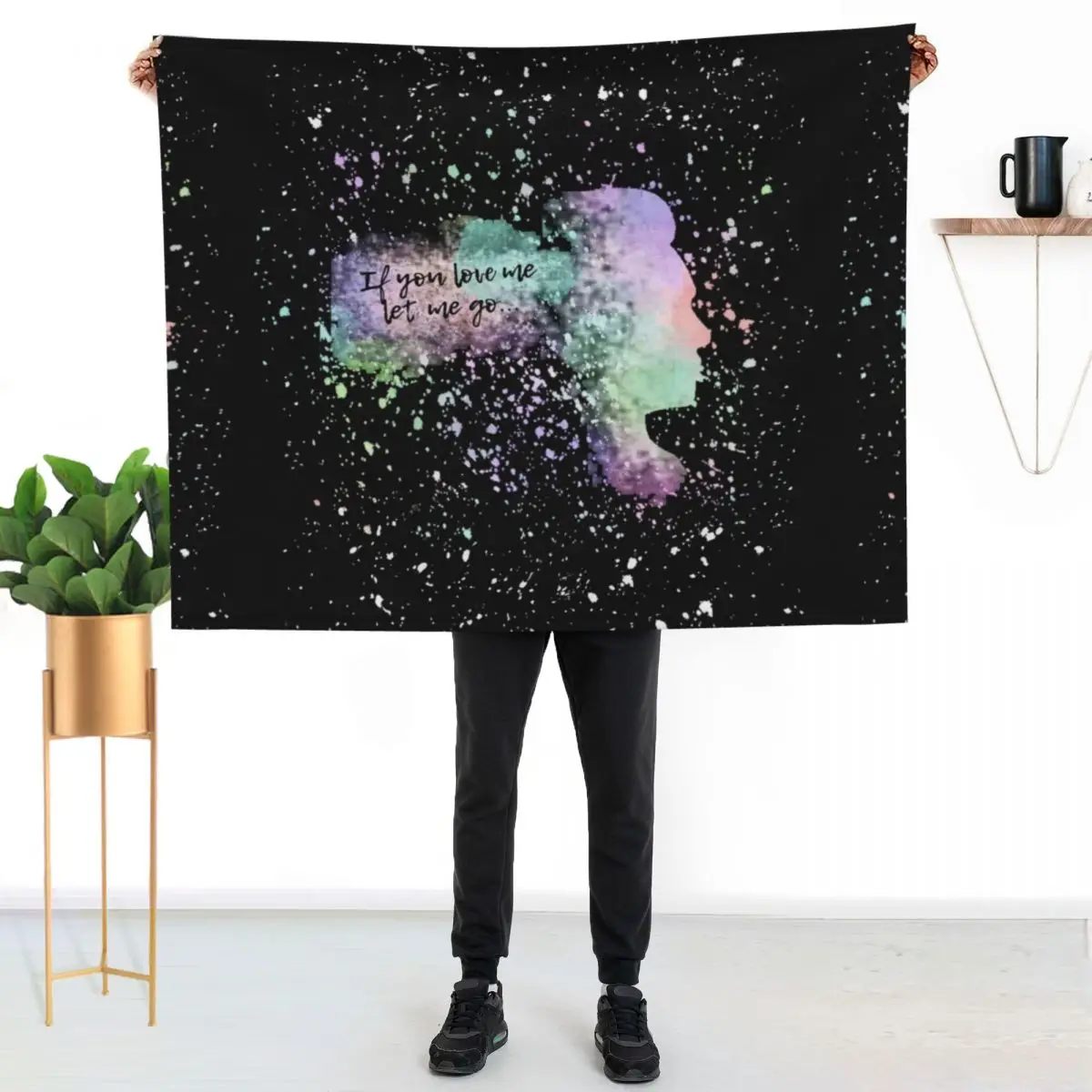 If you love me rainbow splatter paint Throw Blanket Cute Travel Decoratives Flannels Camping Blankets