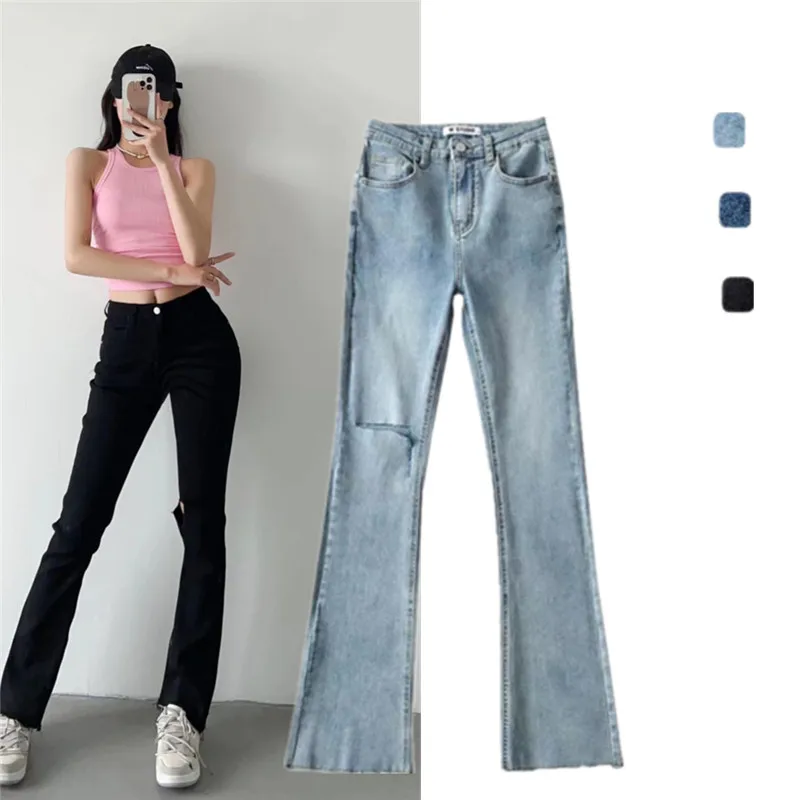 

Американские джинсы-колокольчики с высокой талией, утягивающие узкие расклешенные джинсы, женские модные весенне-осенние сезонные джинсы