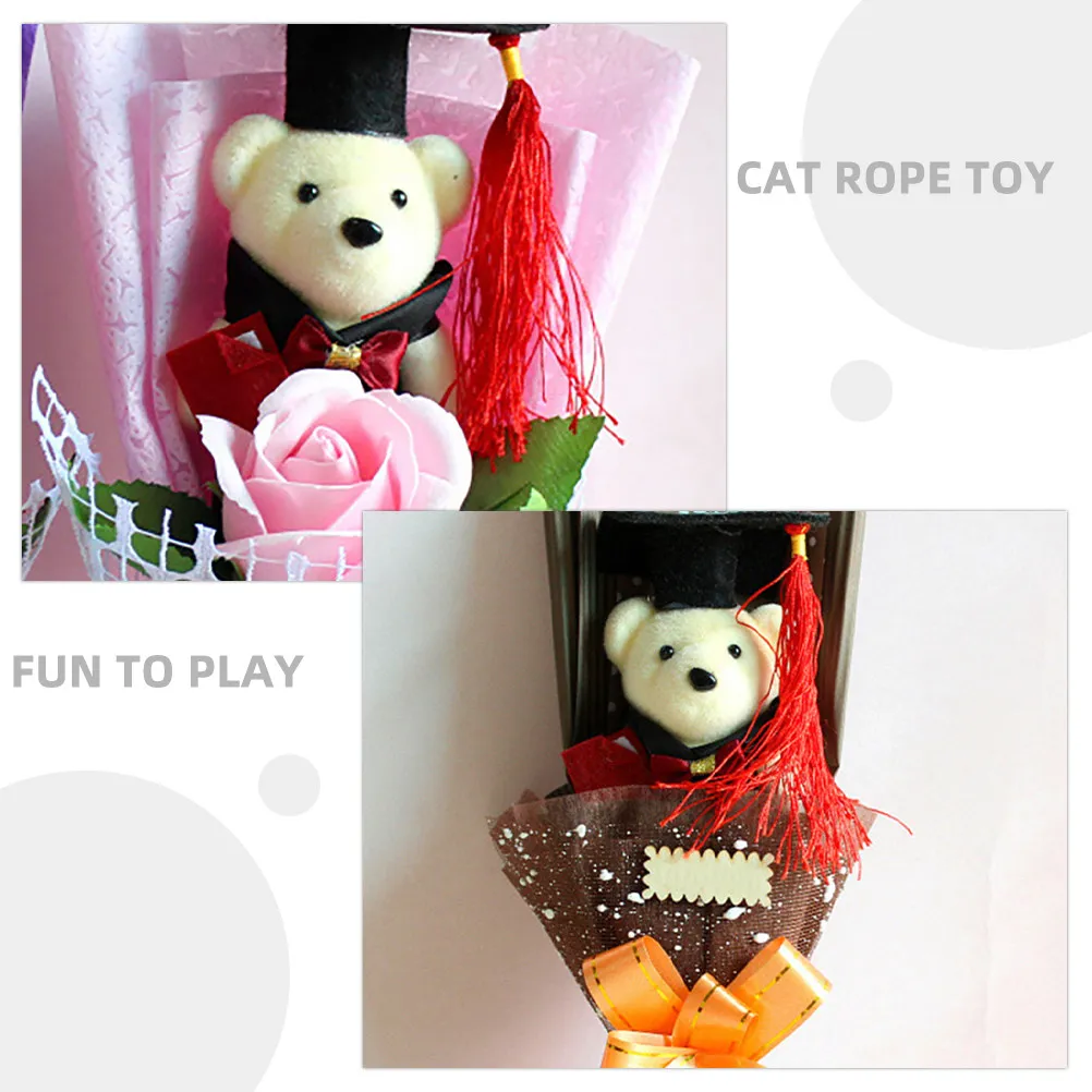 

4Pcs Mini Graduation Bear Decorations Simple Cute Lightweight for Bouquet DIY Graduation Flower Accessory Small Bear