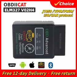 V02H4 ELM327 OBD2 Scanner Car Diagnostic Detector Code Reader Tool V1.5 Bluetooth OBD 2 For IOS Android Auto Scan Repair Tool