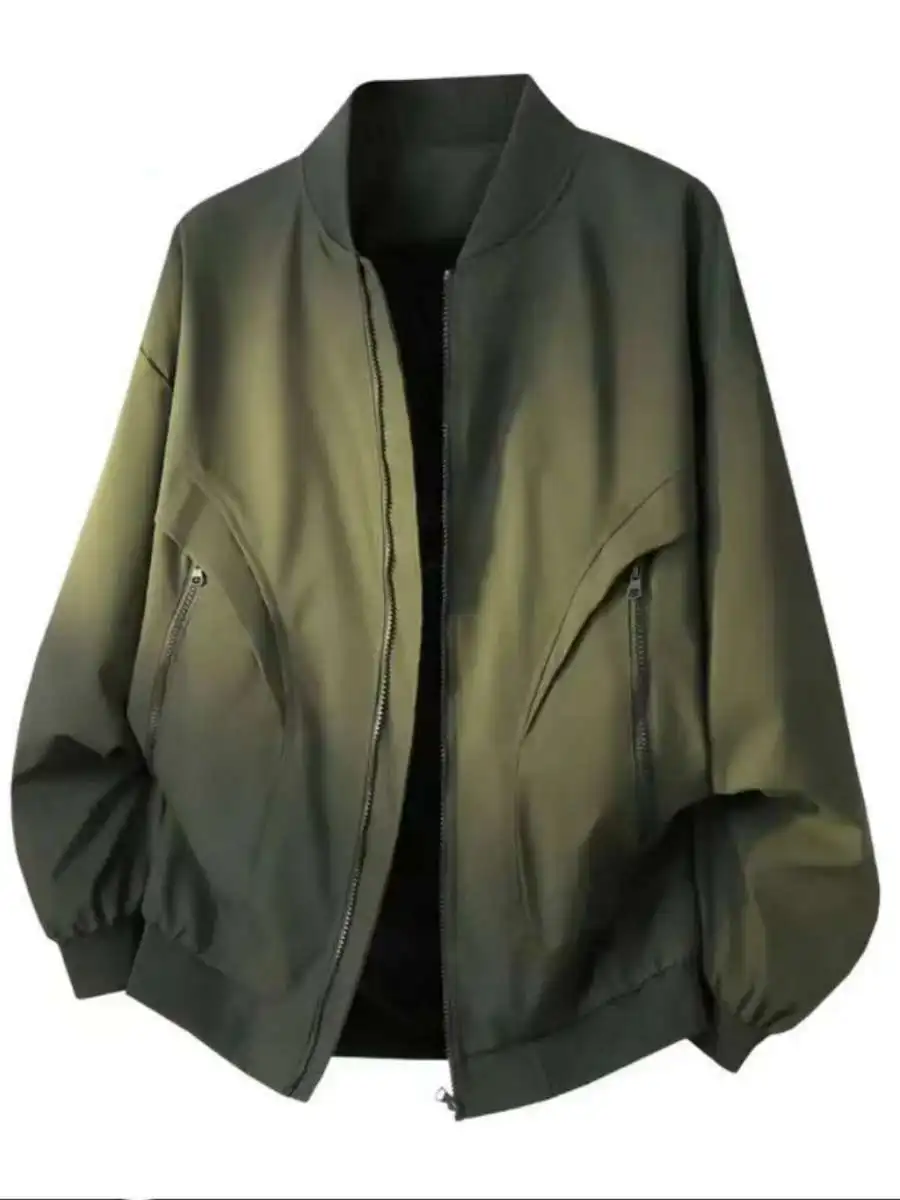 

Spring Autumn American Sle Flight Jaet Zipper Loose Versatile Jaet Outerwear for Men Casual Comfortable Fit Coat