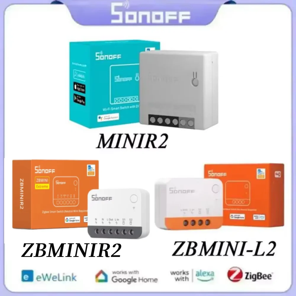 SONOFF MINI R2 / ZBMINIR2 / ZBMINI-L2 Spraakbesturing MINI-schakelaar Zigbee / WiFi Smart Switch Werk met Alexa eWelink Google Home