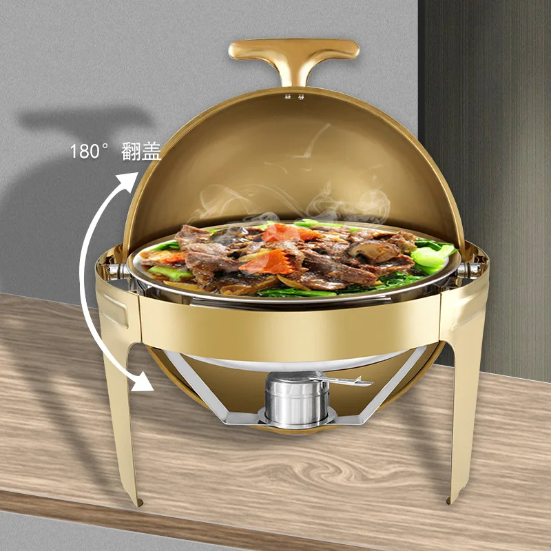 Supply Stainless Steel Buffet Furnace Round Full Flip Insulation Hotel Breakfast Heating  Buffy