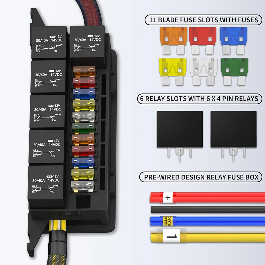 11 Way Wiring Harness Car New Energy Multi-Channel Relay Fuse Box