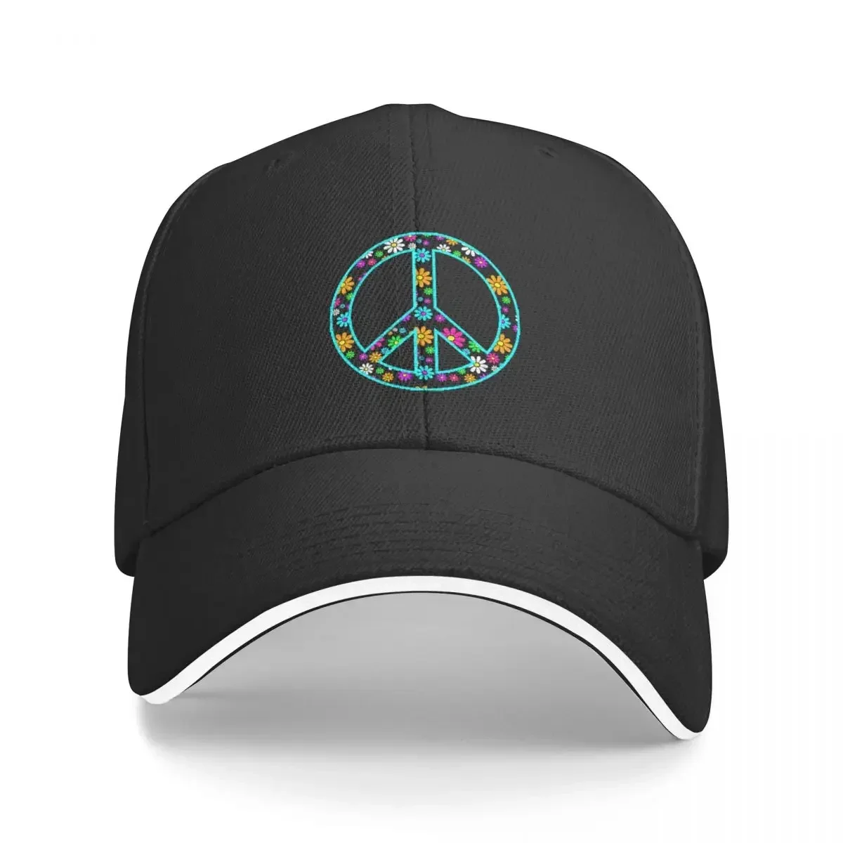 Hippie Peace Sign Daisies Mod Adjustable Baseball Cap New Hat Visor Baseball For Men Women's