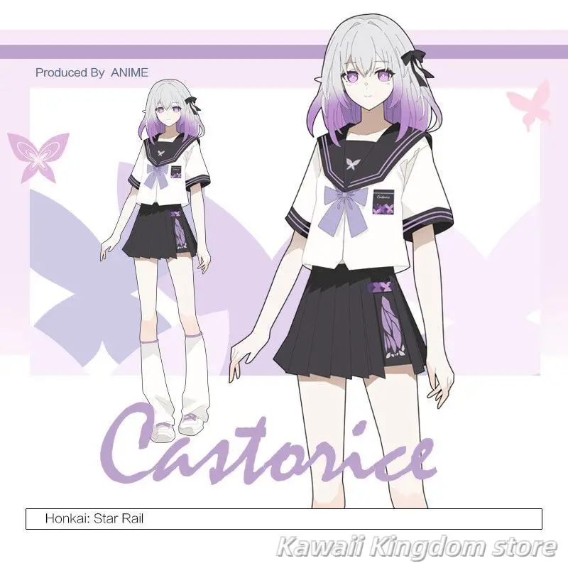 

Костюм для косплея Honkai: Star Rail Castorice, короткая юбка JK, футболка, матросский костюм, осенне-зимняя мода, повседневный, унисекс, подарок-талисман
