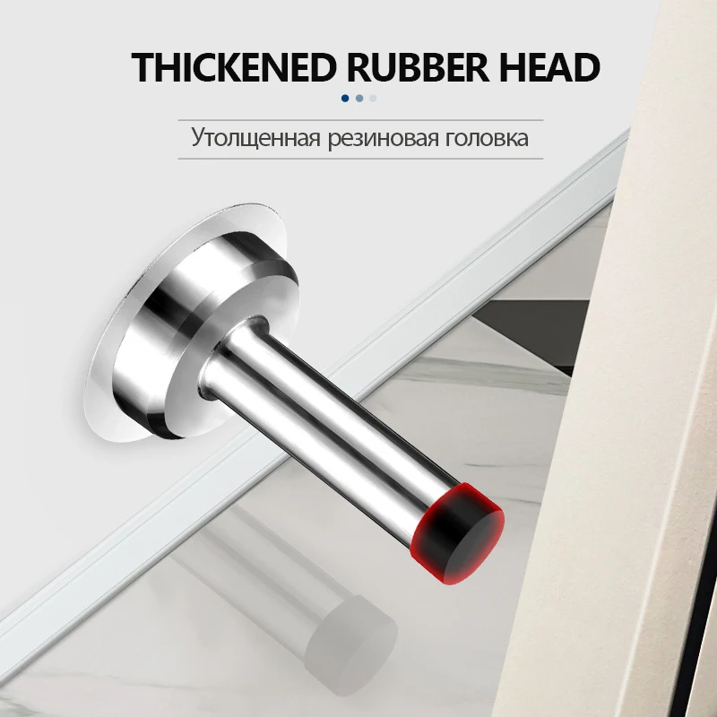 Nichtmagnetischer Türhalter, Türstopper aus Gummi und Edelstahl, Badezimmer-Türstopper, Robuster Wandmontage-Stoßdämpfer