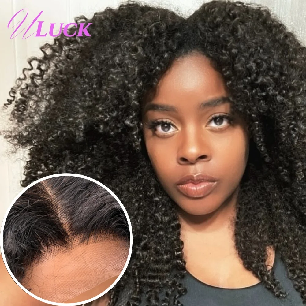 

Uluck Afro Kinky Curly 5x5 HD Lace Front Wig 400% Density 100% Human Hair Wigs With Natural Hairlines Preplucked For Black Women
