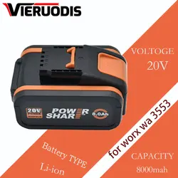 For 20V Battery 8000mah Li-ion for Worx WX390/WX176/WX166.4/WX372.1 WX800/WX678/WX550/WX532/WG894E WG629E/WG329E/WG2