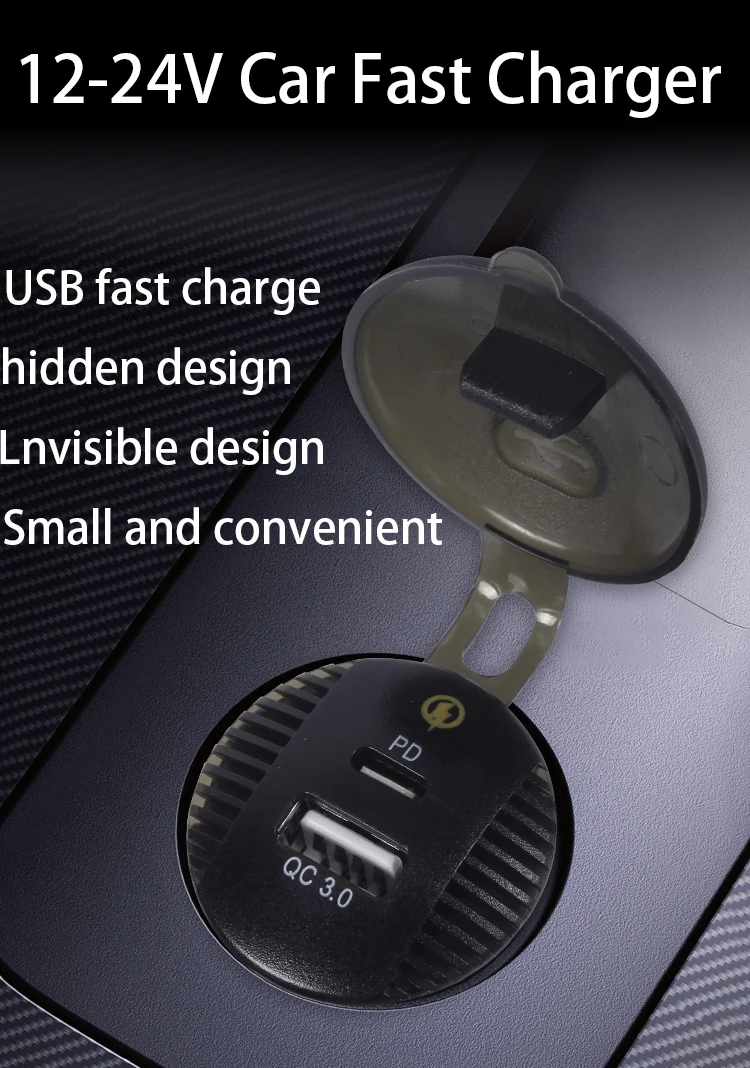 Nouveau Design 12-24V USB chargeur rapide voiture allume-cigare prise adaptateur RV prise