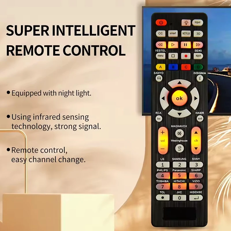 Universal RC-G008 Replcement Remote Control With Light In The Night For All Models And Brands TV Suitable For LCD TVs