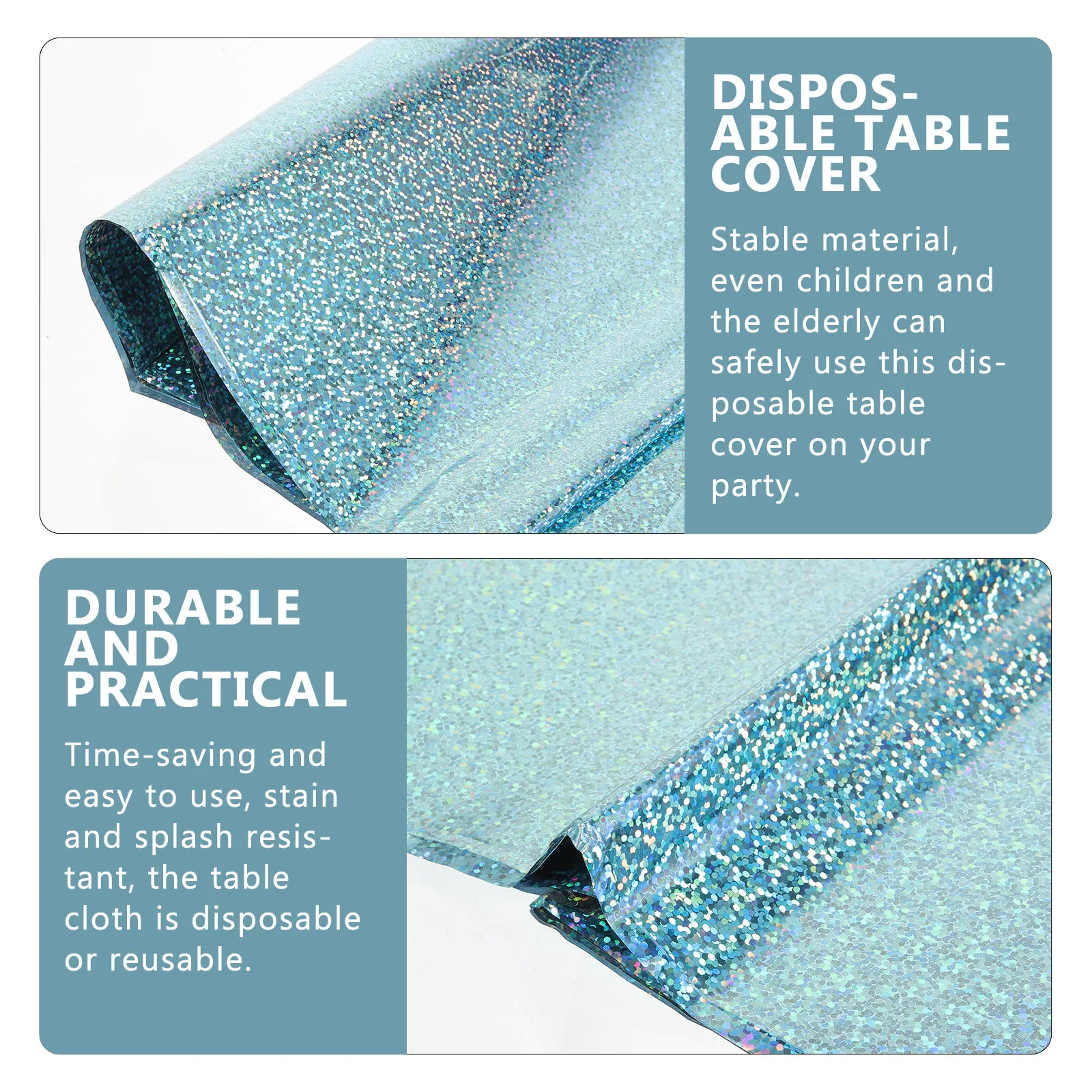 

2Pcs Waterproof Disposable Tablecloth Set Rectangle Foil Cover Party Supplies Glossy Decorative Film Reusable Picnic Table Cloth