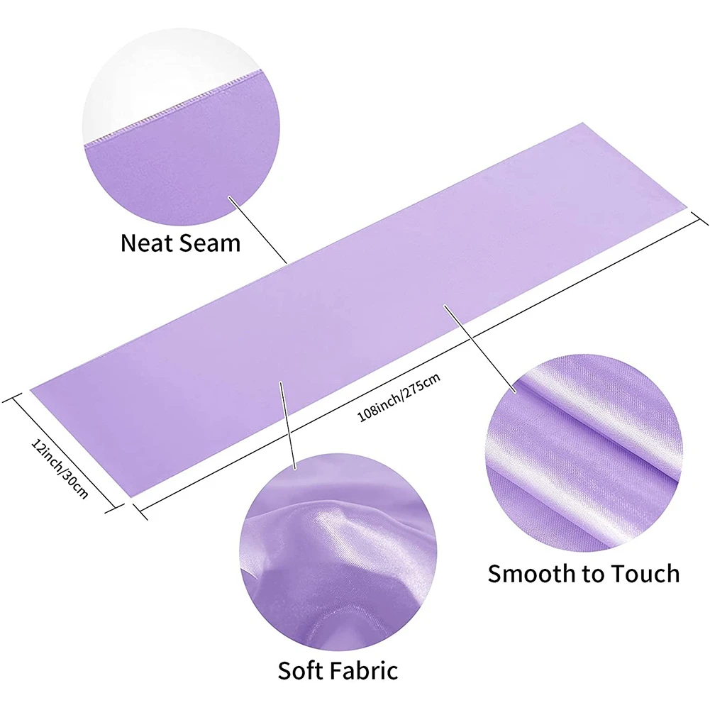 AS94-Pack Of 5 Satin Table Runner 12 X 108 Inch Long,Lavender Table Runners For Wedding,Birthday Parties,Banquets Decorations