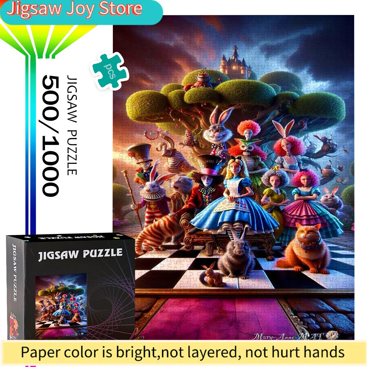 

Бумажный пазл 500/Disney, головоломка-конструктор для взрослых, большая фантазийная сцена из «Алисы в стране чудес» – идеальное занятие для отдыха дома, O