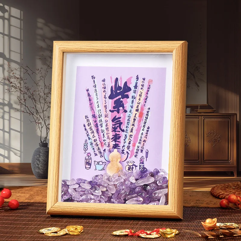 

Acrylic Crystal Specimen Display Frame Moving Decoration East Wind Comes in Quartzite Sample Living Room Decorative Artwork