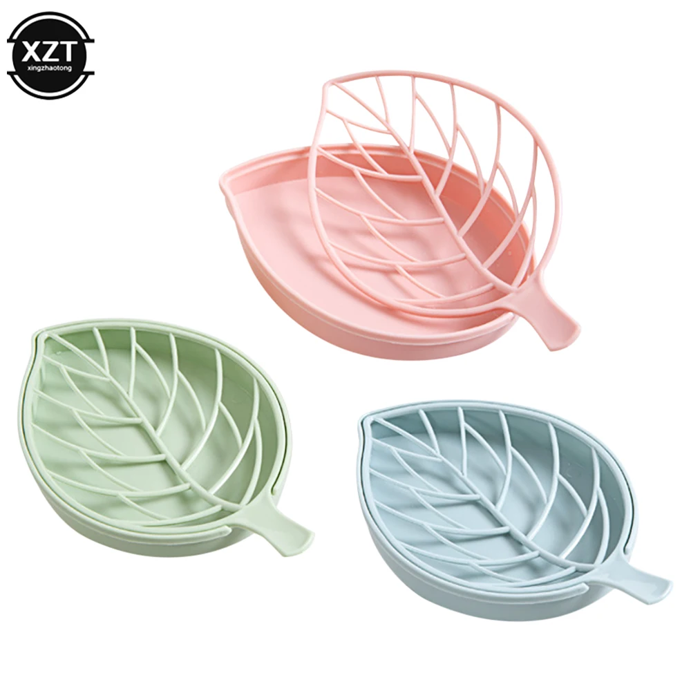 Leaf Shape Soap Holder Non Slip Soap Box Toilet Shower Tray Draining Rack Plastic Bathroom Gadgets Soap Dish Soap Tray Holder