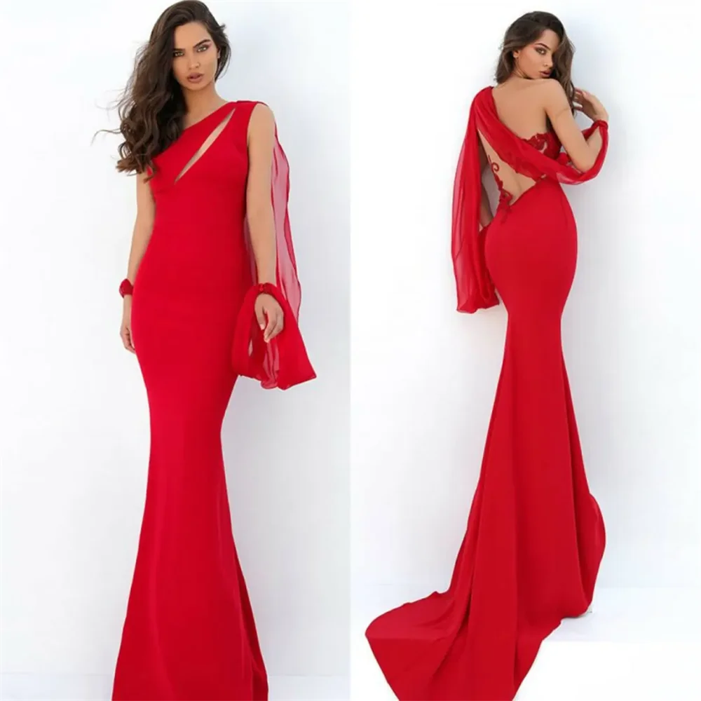 

2024 Elegant Evening Dresses One Shoulder Sleeveless Satin Mermaid Prom Gowns Customized Backless Special Occasion Dress