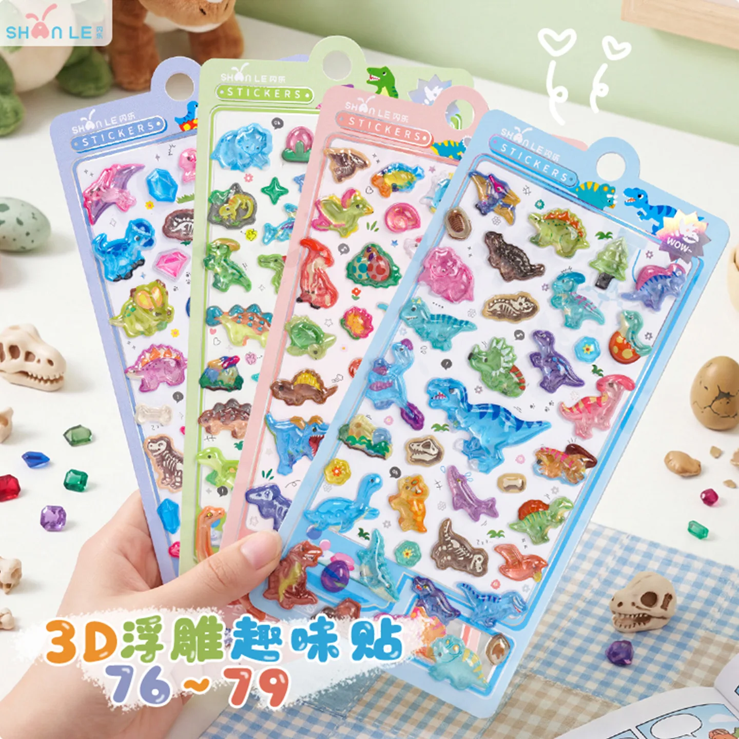 

Cute 3D Dinosaur Embossed Stickers Kids Reward Educational Handcraft DIY Decorative Decals For Phone Laptop Notebook Gift