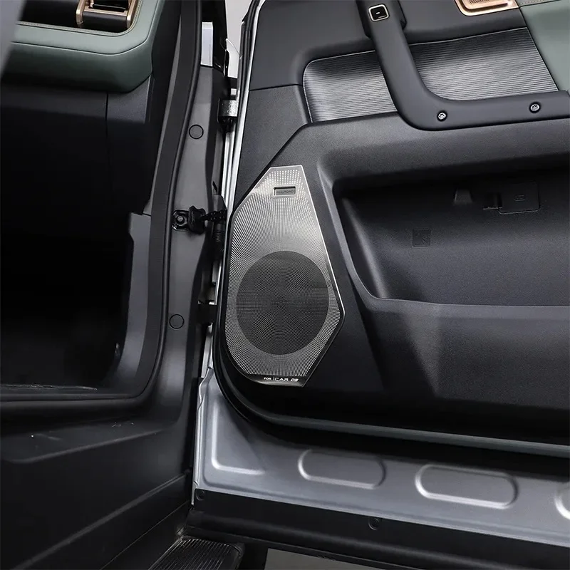 For Chery Jaecoo 6 J6 ICAR 03 2024-25 Stainless Steel Silver Car Door Speaker Network Decoration Cover Interior Car Accessories