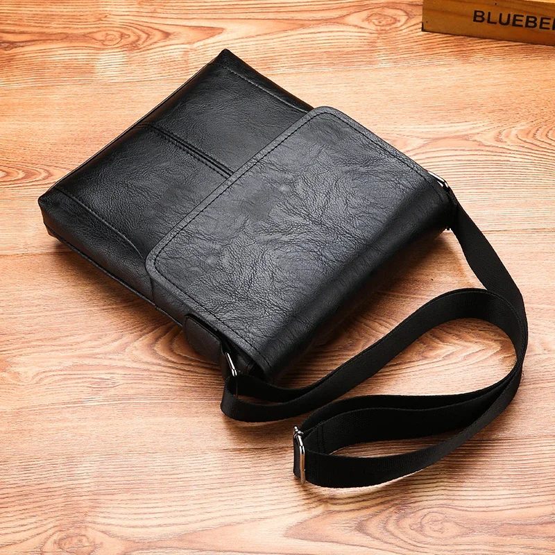 2024 New Men's Shoulder Bag, Casual Crossbody Bag, Large Capacity, Textured Flap Bag, Business Briefcase,  messenger bag men