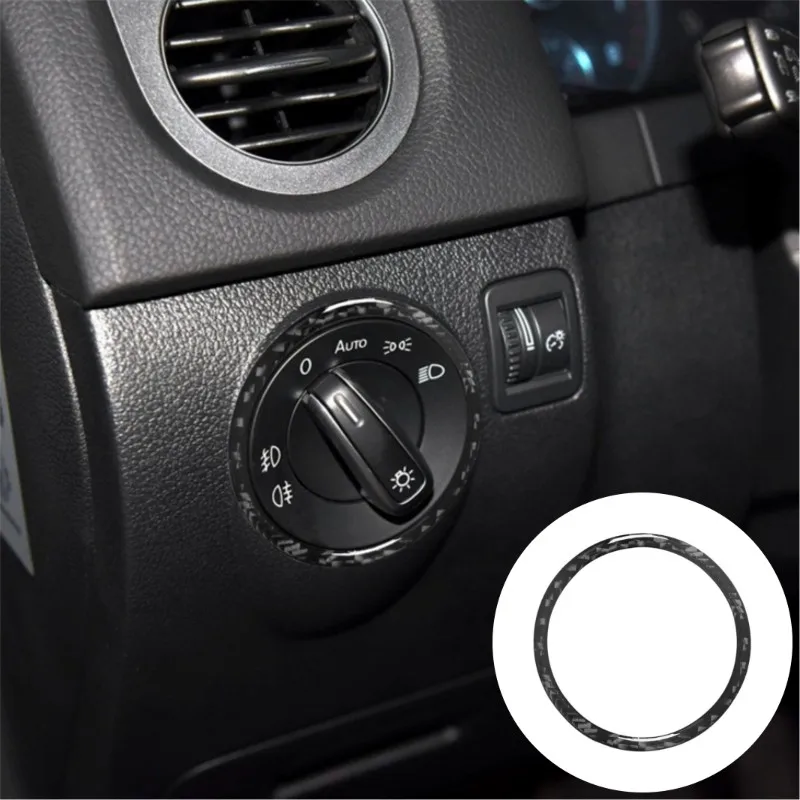 

Car Headlight Switch Buttons Decorative Ring Carbon Fiber Trim Stickers For Volkswagen Tiguan 2013 2014 2015 2016 2017