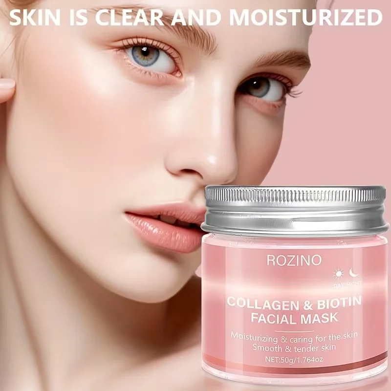 1Pcs/2Pcs/3Pcs Biotin Collagen Day and Night Mask, Peel-Off Mask, Deeply Hydrates, Keeps Skin Hydrated and Plump, Tightens Skin, Brightens Skin Tone, and Gives Skin a Youthful Glow Suitable for Daily Use and as a Holiday Gift, It Helps Her to Shine with a Beautiful Complexion, Suitable for Both Men and Women.