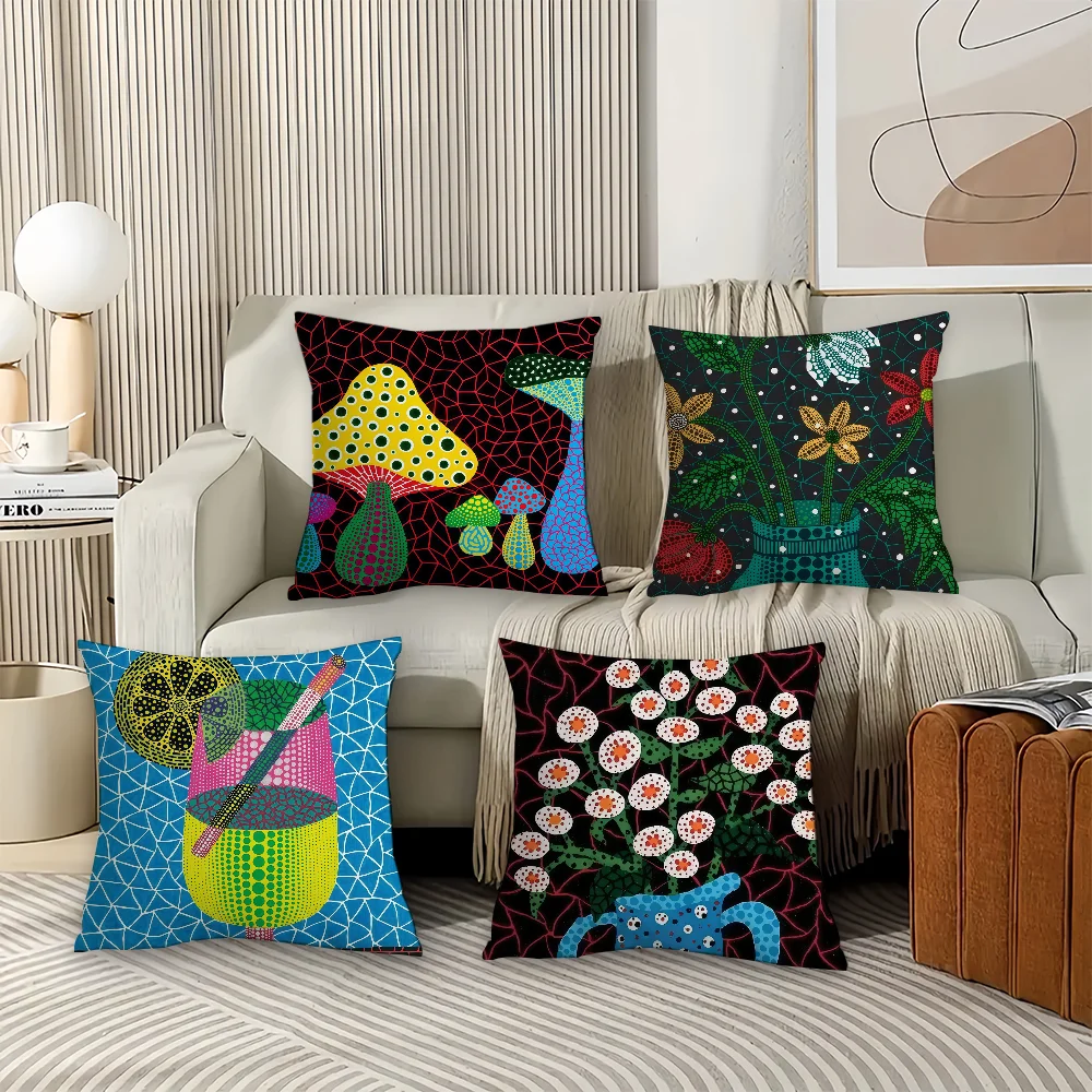Aesthetic Art K-Kusama Y-Yayoi  Pillow Case Office Cushions Suitable For Sofa Car Bedroom Decorative Cushion Cover