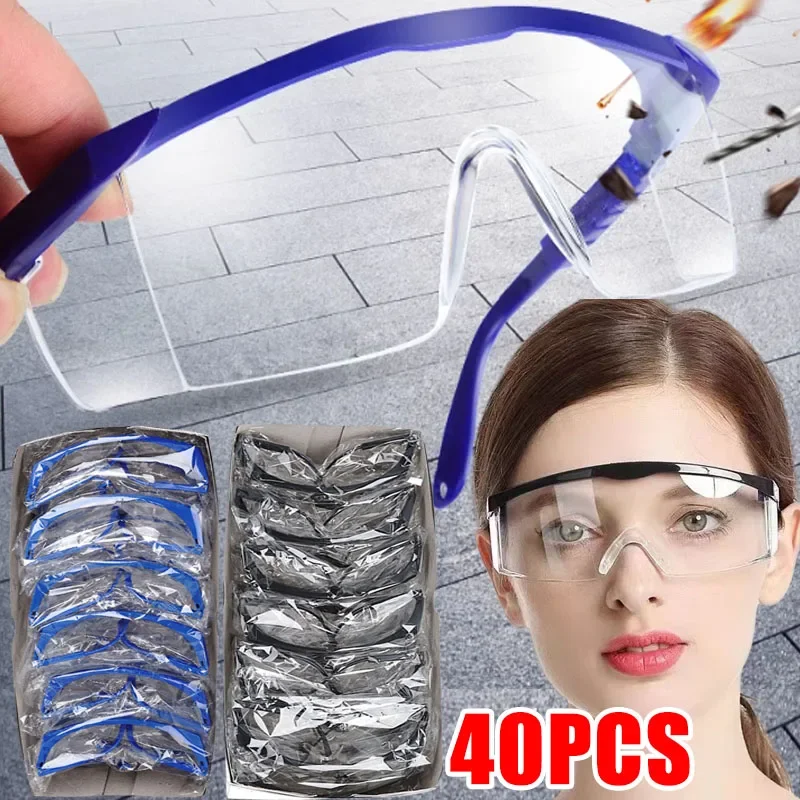 

1/40pcs Work Safety Anti-Splash Eye Protection Goggles Glass Windproof Dustproof Waterproof Protective Glasses Cycling Goggles