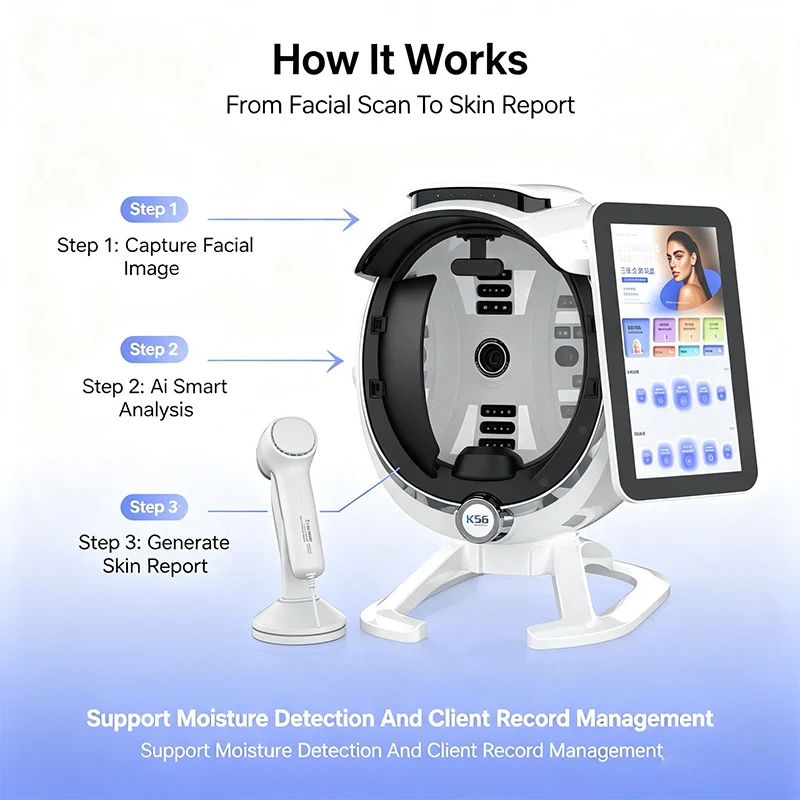 K56 Multispectral Facial Scalp Scanner AI Skin Scalp Problem Diagnosis Instrument With Report Generation For Beauty Salons